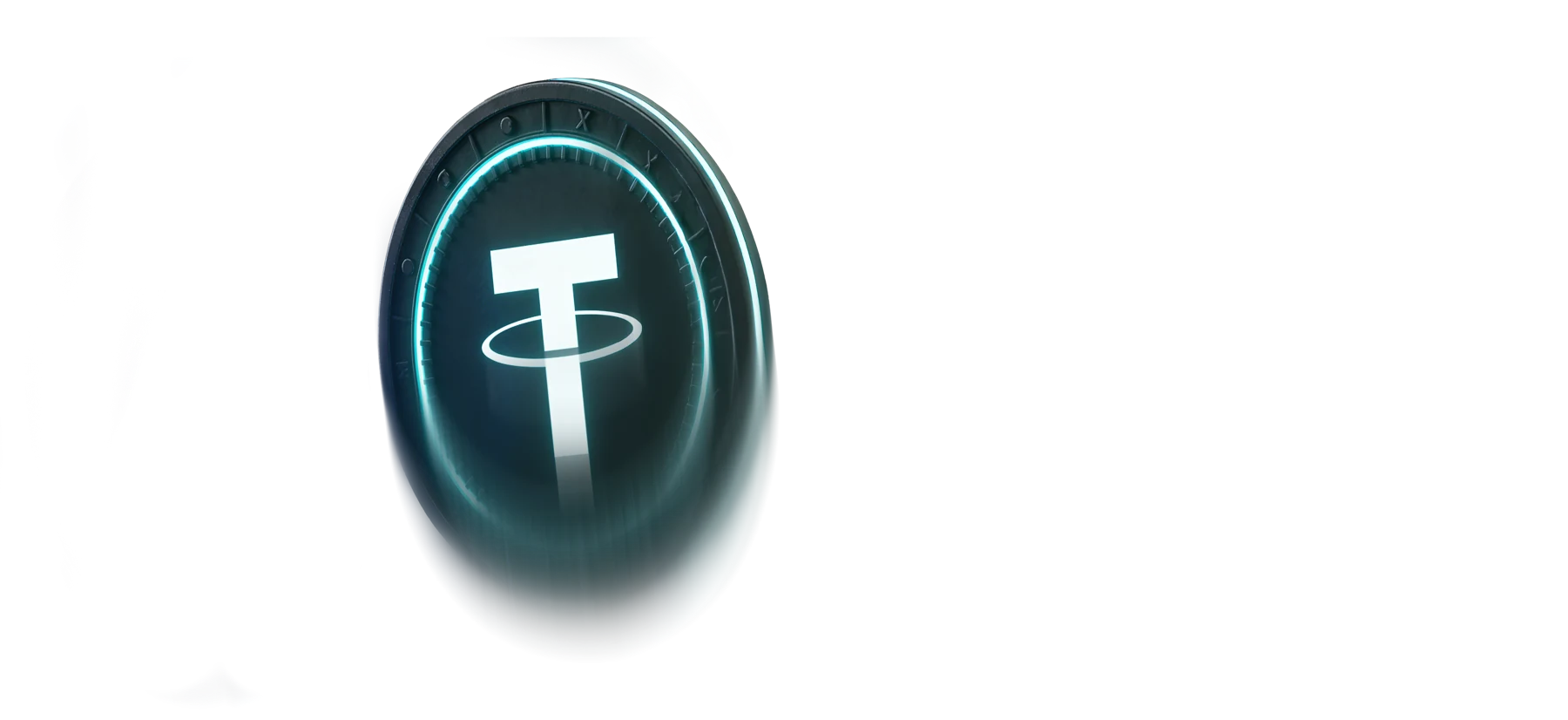 Glowing Tether coin icon representing USDT transactions